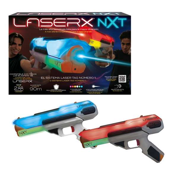 Bizak Laserx Next Level Pack Double - Blaster Laser avec 2 Modes de Tir et Écran Énergétique - Jouet pour Enfants dès 6 Ans