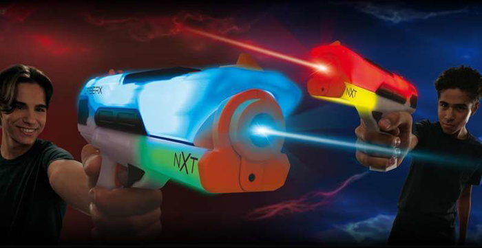 Bizak Laserx Next Level Pack Double - Blaster Laser avec 2 Modes de Tir et Écran Énergétique - Jouet pour Enfants dès 6 Ans