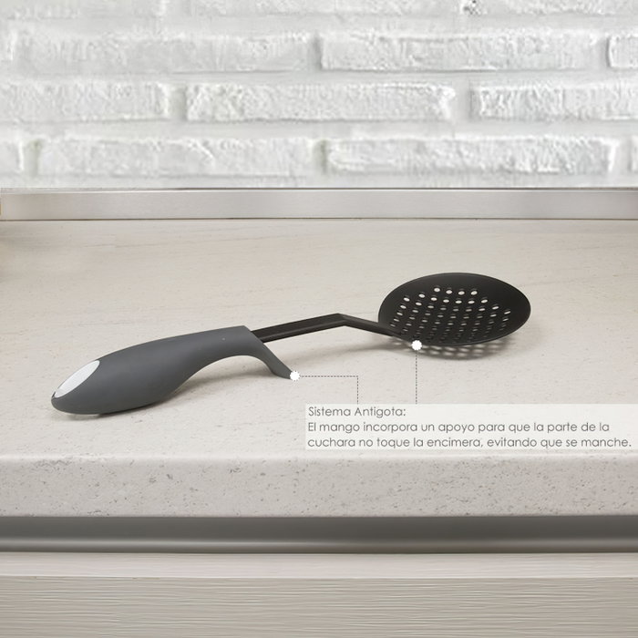 ORYX Écumoire de cuisine en nylon avec manche antigouttes 35 x 11,7 cm