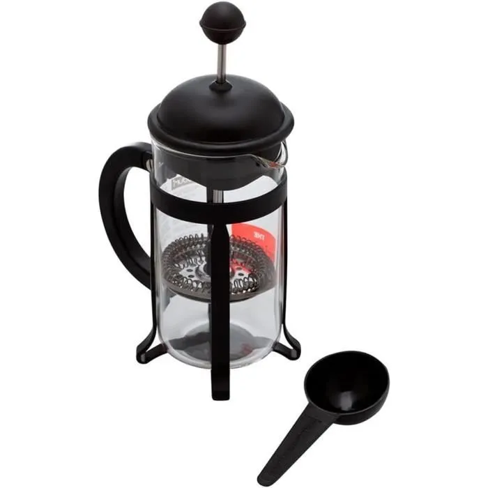 Bodum 1908-01 Cafetière à Piston Java - 8 Tasses (1 L), Verre Borosilicate et Monture Chrome Noir