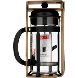 Bodum 1908-01 Cafetière à Piston Java - 8 Tasses (1 L), Verre Borosilicate et Monture Chrome Noir