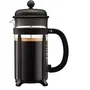 Bodum 1908-01 Cafetière à Piston Java - 8 Tasses (1 L), Verre Borosilicate et Monture Chrome Noir