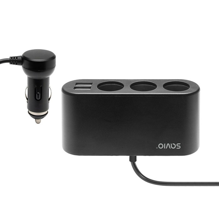 SAVIO Multiprise d'allume-cigare automobile SA-024 avec 3 prises et 2 ports USB-A SAVIO Multiprise d'allume-cigare automobile SA-024 avec 3 prises et 2 ports USB-A