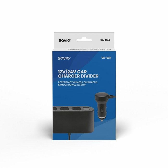 SAVIO Multiprise d'allume-cigare automobile SA-024 avec 3 prises et 2 ports USB-A SAVIO Multiprise d'allume-cigare automobile SA-024 avec 3 prises et 2 ports USB-A