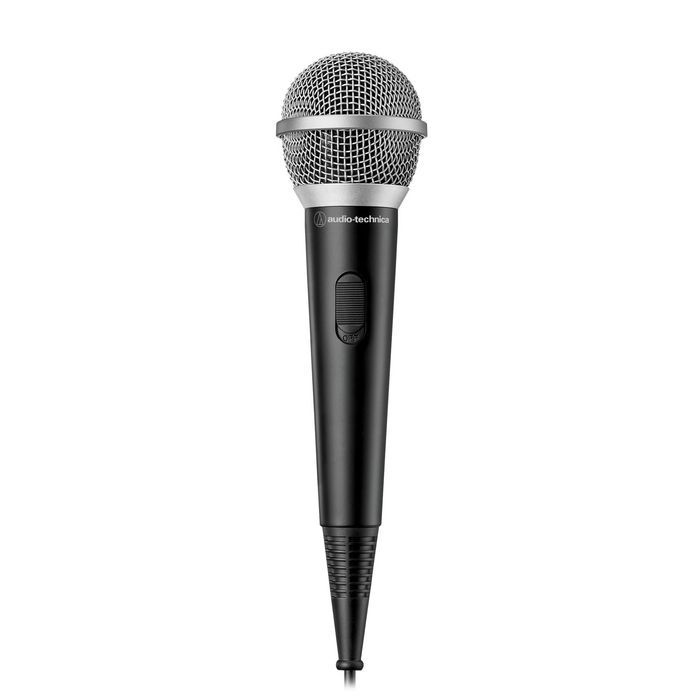 Audio-Technica ATR1200x Microphone dynamique unidirectionnel - pour chant et instruments, câble fixe 5 m, avec interrupteur et support