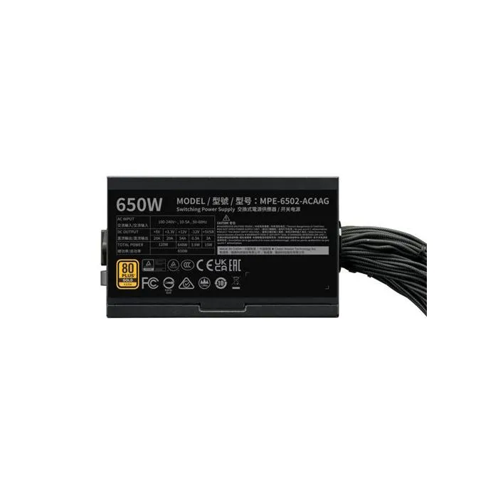 Cooler Master MPE-6502-ACAAG-3BEU MWE Gold 650 V3 - Alimentation PC 650 W non modulaire ATX 3.1 80+ GOLD - Fiable et performante