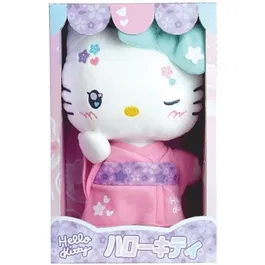 Jemini Peluche Hello Kitty Kawai en Kimono Rose et Tongs - 22 cm