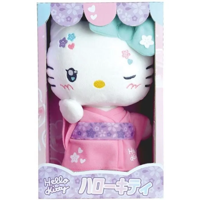 Jemini Peluche Hello Kitty Kawai en Kimono Rose et Tongs - 22 cm Jemini Peluche Hello Kitty Kawai en Kimono Rose et Tongs - 22 cm