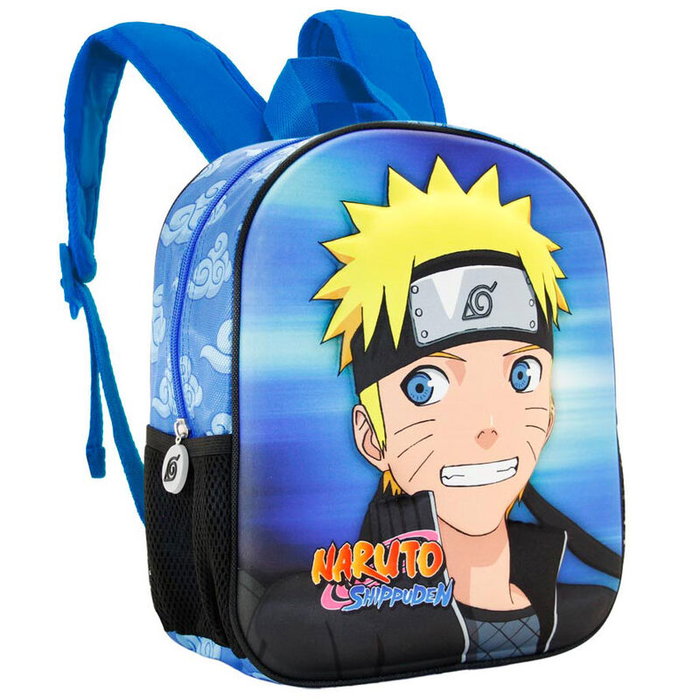KARACTERMANIA - Sac à dos enfant Naruto 3D avec relief - 31 cm - Compartiment principal à fermeture éclair et poches latérales en filet