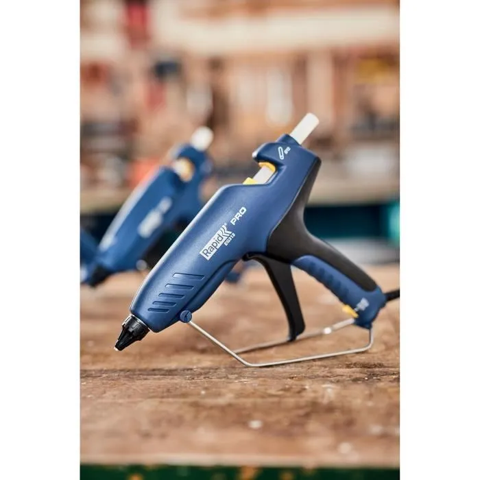 Rapid EG313 Pistolet à Colle Professionnel 100W, Débit 900g/h, Chauffe 3 Min, Température 195°C, Buse Interchangeable, Coffret avec 12 Sticks de Colle Ø12mm