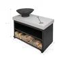 Livoo DOC329 Brasero Barbecue de Jardin Mobile sur Dessert avec 4 Roues, Espace de Rangement et Grille de Cuisson Amovible 41 cm