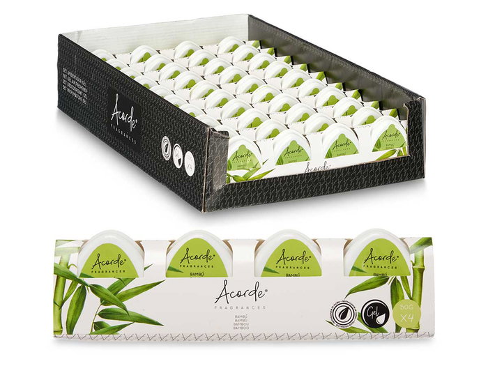 Acorde Lot de 4 Mini Désodorisants Bambou Gel Vert 24x7x4cm (Set de 12)