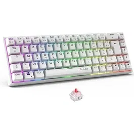 The G-Lab KEYZ TITAN - Clavier gamer mécanique sans fil (Switch Rouge) Azerty - Triple mode (USB, Bluetooth 5.1, 2,4 GHz) - Rétroéclairage RGB - Blanc