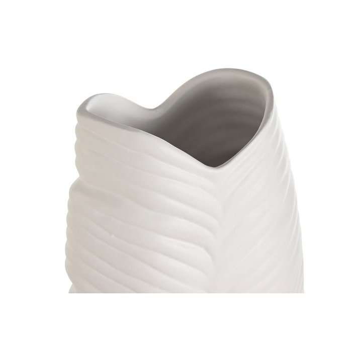 Home ESPRIT Vase Blanc Grès Tropical Feuille d'une plante 33 x 10 x 70 cm