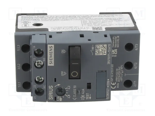 SIEMENS 3RV1011-1DA15 Interrupteur de moteur 1,1kW SIEMENS 3RV1011-1DA15 Interrupteur de moteur 1,1kW