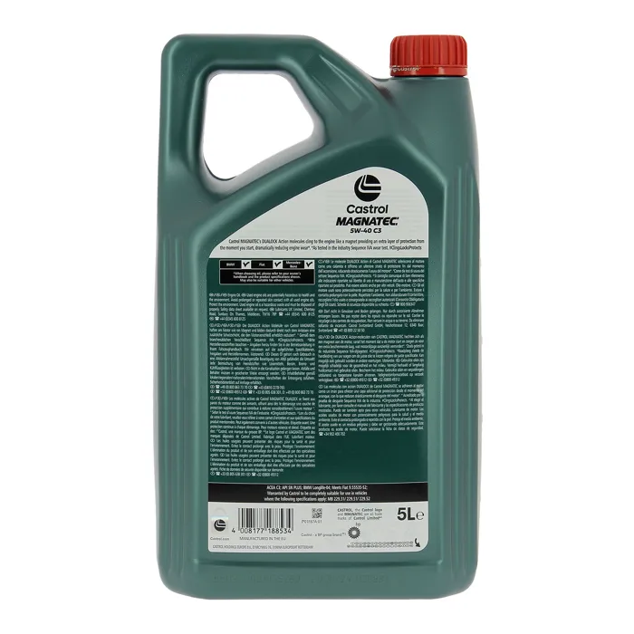 Castrol Magnatec 5W-40 C3 - Huile moteur synthétique 5L pour essence et diesel - Normes ACEA C3, API SN - Protection dès le démarrage