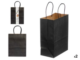 Pincello Lot de 2 sacs en papier noir 11 x 36 x 21 cm (Set de 48)