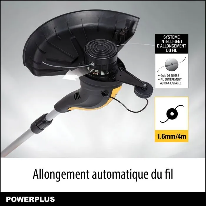 Powerplus Coupe-Bordure Électrique POWXG30033 500 W, diamètre de coupe 320 mm, manche réglable 120-150 cm, pour jardin jusqu'à 500 m²