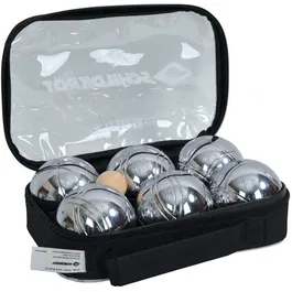 Schildkrot 4000885700084 Set de boules de pétanque 100 mm, acier inoxydable, argent et noir