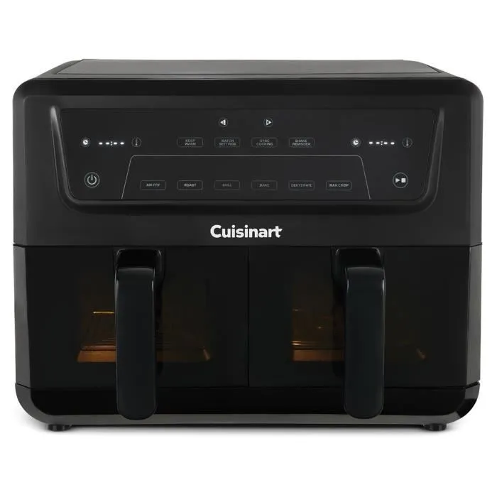 Cuisinart Friteuse sans huile Airfryer AFD10XBLE - Capacité 10,4L Double cuves - 6 modes de cuisson - Noir - 2400W