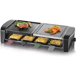 Severin RG9645 Appareil à raclette multifonction pour 8 personnes - Pierre naturelle et plaques combinées antiadhésives - 1400W