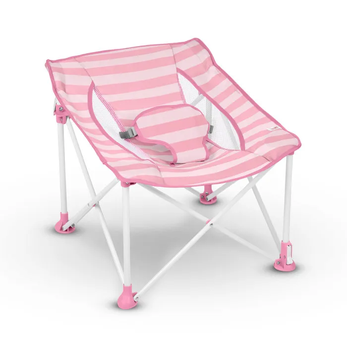 Bright Starts Transat bébé pliable Pop 'N Chill Gris - Pare-soleil amovible UV 50+ inclus, sac de transport, housse lavable, pour 0-6 mois (9 kg)