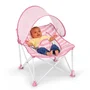 Bright Starts Transat bébé pliable Pop 'N Chill Gris - Pare-soleil amovible UV 50+ inclus, sac de transport, housse lavable, pour 0-6 mois (9 kg)