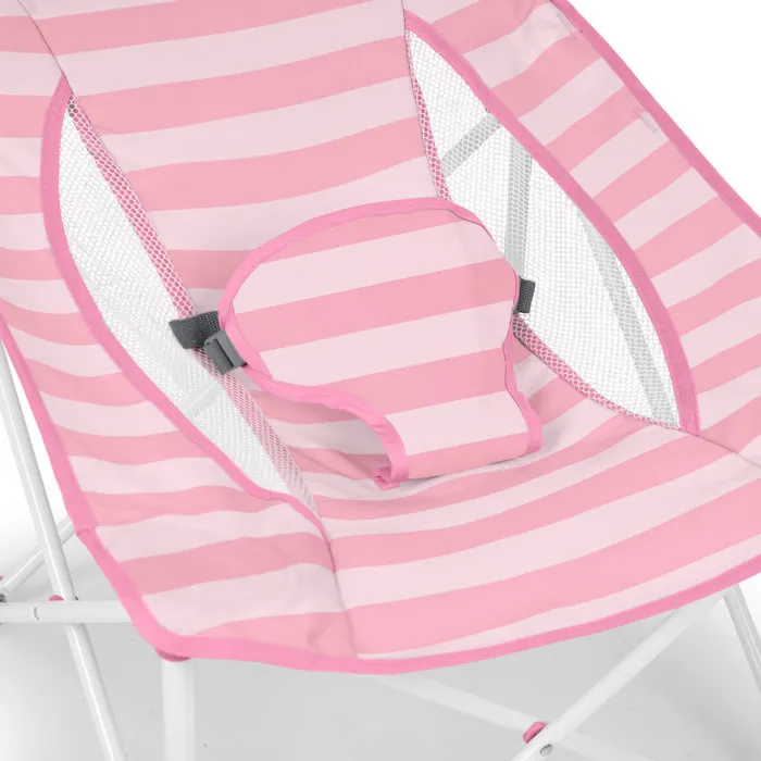 Bright Starts Transat bébé pliable Pop 'N Chill Gris - Pare-soleil amovible UV 50+ inclus, sac de transport, housse lavable, pour 0-6 mois (9 kg)