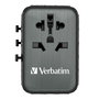 Verbatim UTA-05 Adaptateur de Voyage Universel 65W GaN III avec Prise AC, 2 Ports USB-C PD/QC 4+ et 2 Ports USB-A pour Charge Rapide Multiples Appareils