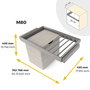 Emuca Kit de porte-pantalon à 7tringles, panier et rack ajustable Quartz pour armoires, glissières extension totale et à fermeture douce, Module 80cm, Finition Titane