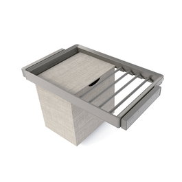 Emuca Kit de porte-pantalon à 7tringles, panier et rack ajustable Quartz pour armoires, glissières extension totale et à fermeture douce, Module 80cm, Finition Titane