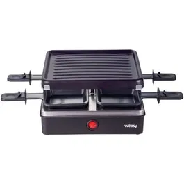 WEASY Appareil à raclette LUGA40 avec plaque grill amovible et revêtement anti-adhésif - 600 W - Jusqu'à 4 personnes