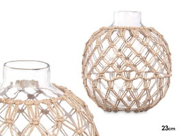 GIFTDECOR Sphère en verre avec corde naturelle