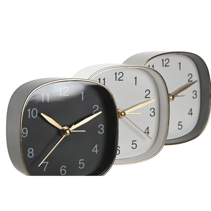Horloge de table Home ESPRIT Blanc Noir Gris Doré Moderne (3 Unités)