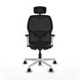 Chaise Alfera Synchrone/Traslack Maille/tissu Marron Maille Noir Structure polyamide blanc Accoudoirs noirs et blancs Appui-tête 2D Roulettes 65mm nylon