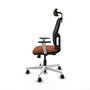 Chaise Alfera Synchrone/Traslack Maille/tissu Marron Maille Noir Structure polyamide blanc Accoudoirs noirs et blancs Appui-tête 2D Roulettes 65mm nylon