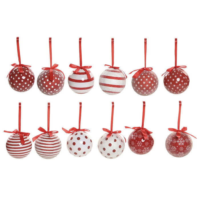 Boules de Noël Home ESPRIT Blanc Rouge PVC (14 Pièces)