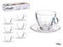 Vivalto Tasse à Café en Verre 170 ml avec Sous-tasse 12x8x12 cm (Set de 24)
