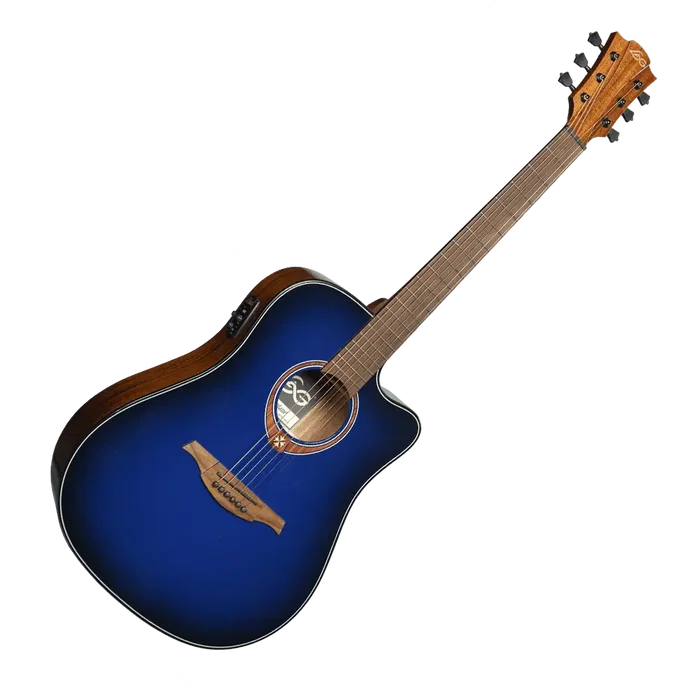 LAG Guitare Acoustique Électro-acoustique Dreadnought Cutaway - Édition Limitée Blue Burst
