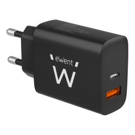 Ewent EW1319 Chargeur Mural 20W USB-C et USB-A Noir