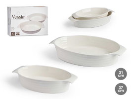 VESSIA Set de 6 plateaux ovales à anses fermées, Blanc