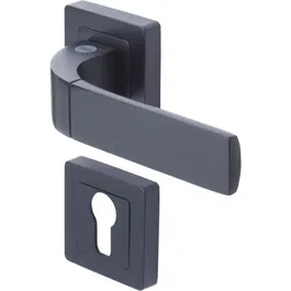 Yale Poignée de porte Bologna carrée YPP7-B-PE Noir - Cylindre européen, longueur 127 mm, pour porte 50 mm, aluminium