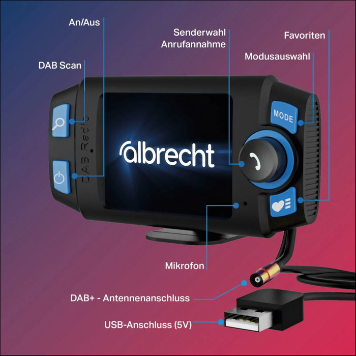 Albrecht DR 55 Adaptateur Radio Numérique DAB+ et Émetteur FM Albrecht DR 55 Adaptateur Radio Numérique DAB+ et Émetteur FM