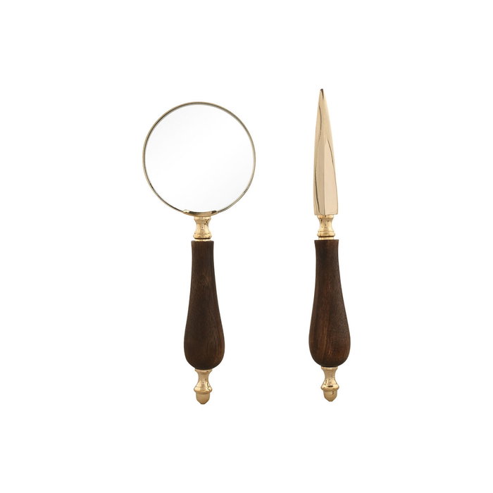 Loupe Home ESPRIT Laiton Bois de manguier 25 x 7 x 11 cm