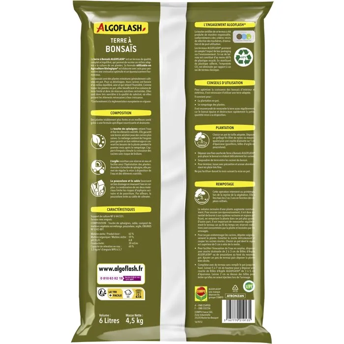 Algoflash Terre à bonsaïs - 6 L