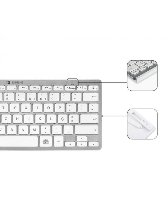 Subblim Combo Clavier et Souris Multidispositif Compact Argenté Bluetooth RF 2.4G