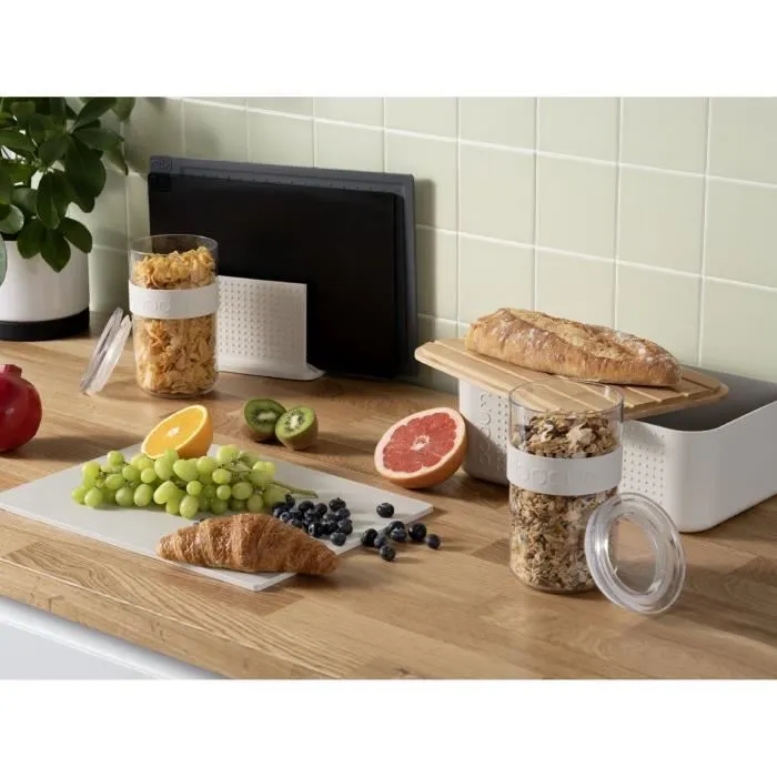 Bodum 11740-913 Boîte à pain Bistro Petit modèle Couvercle bambou Blanc 19 x 29 x 11 cm