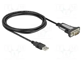 DELOCK Convertisseur USB-RS232 avec câble de 3m, D-Sub 9pin et USB A