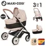 Smoby Maxi-Cosi Poussette Landau 3en1 Beige Pour Poupon - Poussette complète avec nacelle amovible, siège compatible Maxi-Cosi et panier de rangement, Fabrication Espagne