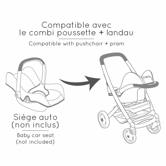 Smoby Maxi-Cosi Poussette+Landau Beige 3en1 pour Poupon